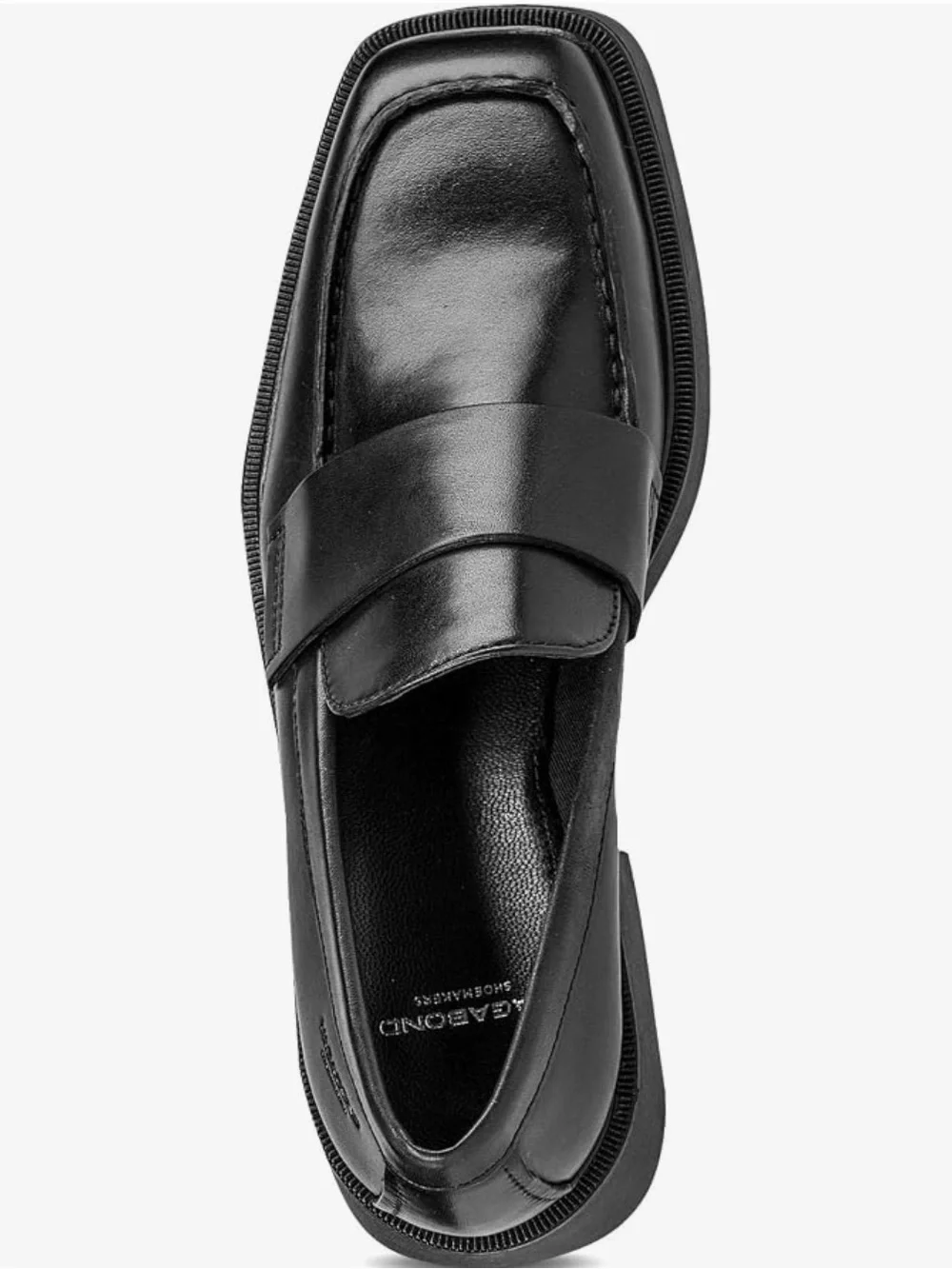 Vagabond Shoemakers Jillian Black Leather Square-Toe Penny Loafer